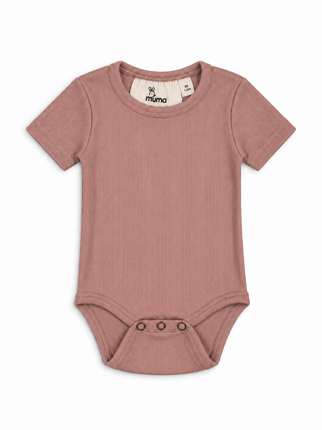Kortærmet ribbody – Støvet rosa