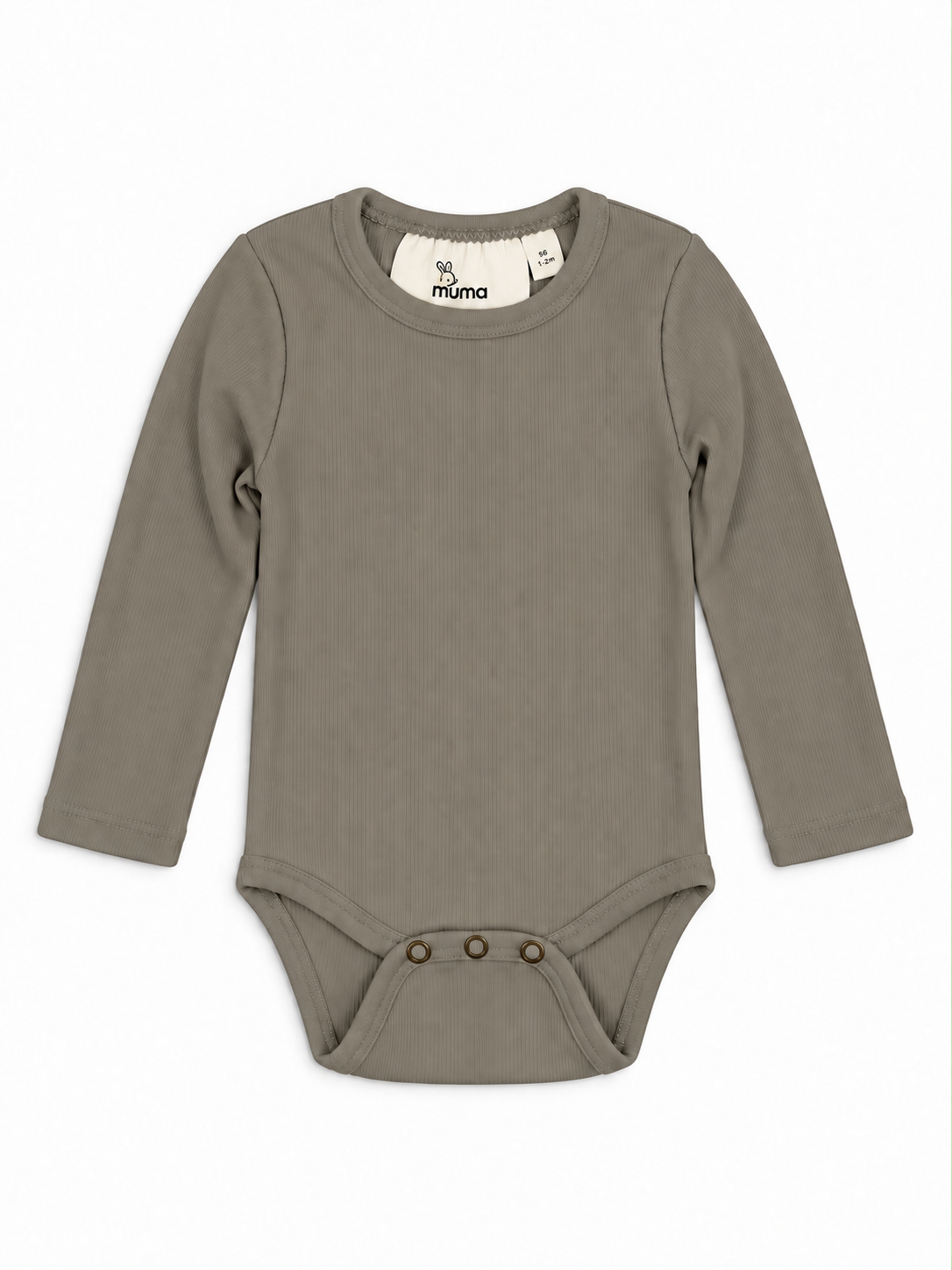 Langærmet ribbody – Beige