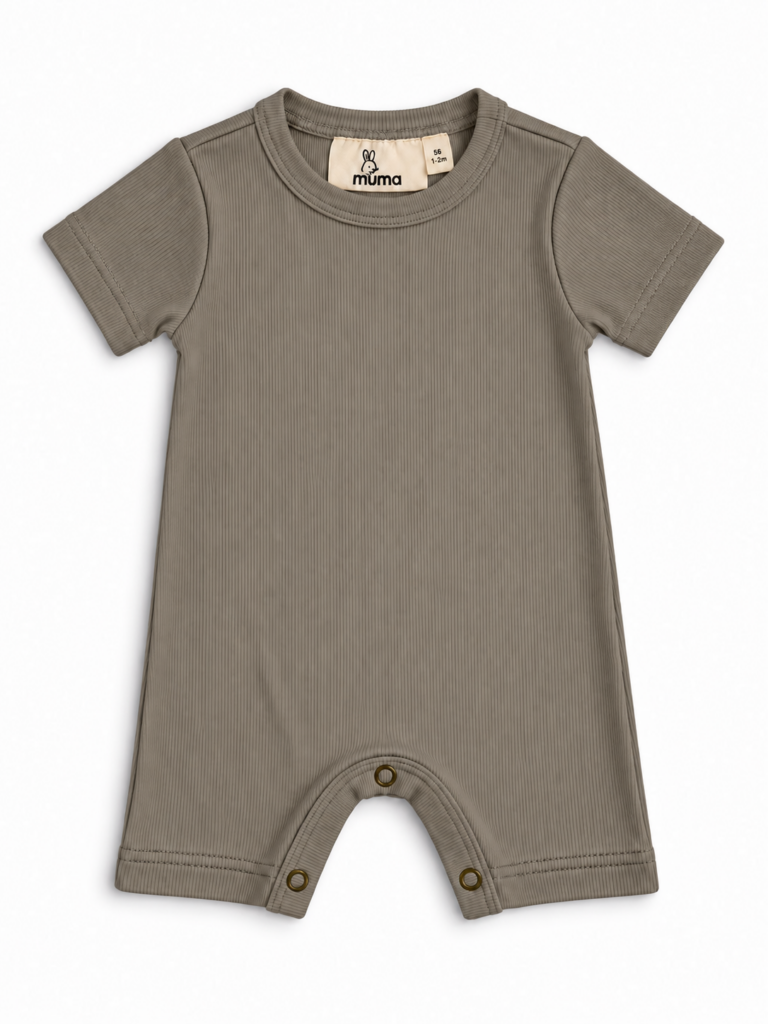 Kortærmet ribheldragt – Beige