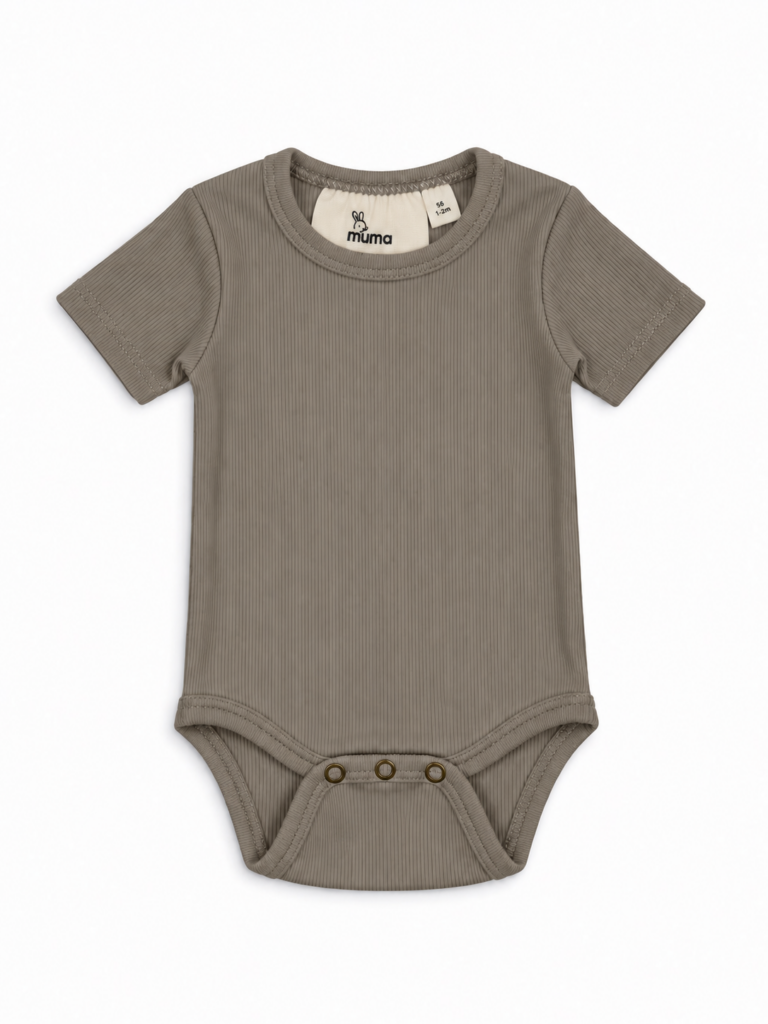 Kortærmet ribbody – Beige