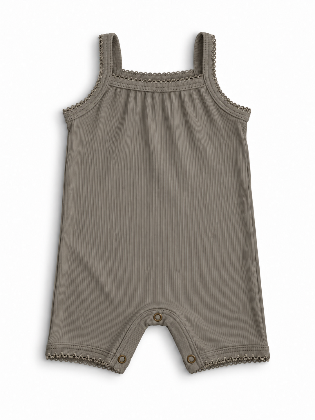 Kort ribheldragt med stropper – Beige
